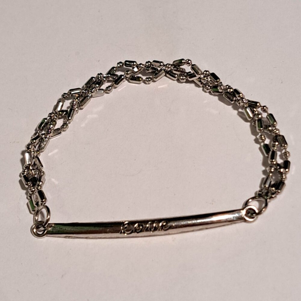 love metal braided bracelet silver color